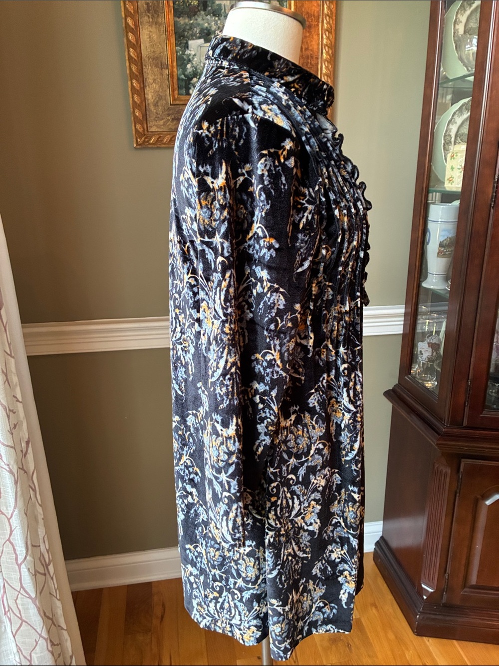 Reborn Black and Gold Patterned Long Sleeve Tunic Dress Size Small - Picture 4 of 7